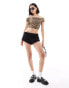 Pull&Bear bardot crop top in leopard print