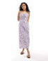 Wednesday's Girl ditsy floral ruched front midi dress in lilac