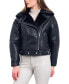 Фото #3 товара Women's Cropped Faux-Leather Motorcycle Coat