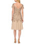 Фото #2 товара Adrianna Papell Flutter Sleeve Bead Metallic Lace Midi Dress Women's