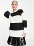 Bershka oversized chunky jumper in thick monochrome stripe