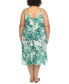 Raviya Plus Size Palm-Print Cover-Up Midi Dress Swimwear Green size 2X 303948