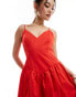 Фото #4 товара NA-KD strappy volume midi dress in red