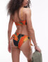 Topshop tie side bikini bottom in orange papaya print Оранжевый, 32 - фото #2