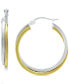 ფოტო #1 პროდუქტის Small Two-Tone Twist Hoop Earrings in Sterling Silver & 18K Gold-Plated Sterling Silver, 3/4", Created for Macy's