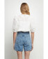 ფოტო #4 პროდუქტის Women's Eyelet Puff Sleeve Top