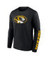 Фото #3 товара Men's Black Missouri Tigers Double Time 2-Hit Long Sleeve T-shirt