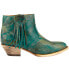 Фото #1 товара Ferrini Fringe Round Toe Zippered Cowboy Booties Womens Green Casual Boots 61011
