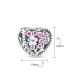 Фото #1 товара Valentine CZ Accent Love Grows With Pink Red Enamel Flower Heart Shape Charm Bead For Women Girlfriend .925 Sterling Silver Fits European Bracelet