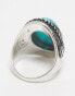 Reclaimed Vintage unisex ring with faux blue stone in silver Серебристый, XS - 50.3mm - фото #4