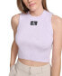 Women's Ribbed Angled-Hem Cropped Logo Top