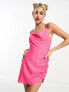 Фото #3 товара This Girl I Know linen look ruched side cami mini dress in pink