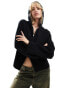 Monki knitted rib hoodie zip up cardigan in black Черный, S - EU 38-40 - фото #1