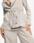 Vero Moda pinstripe relaxed belted blazer co-ord in grey