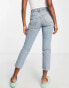 Женские джинсы Topshop Straight Jeans mit ausgeblichener, grauer Waschung Белый, W36 L32 - фото #2