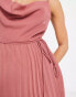 Фото #6 товара ASOS DESIGN cowl neck strappy pleated midi dress with tie waist in rose pink