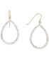 Crystal Pavé Open Teardrop Drop Earrings in 10k Gold