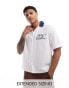 ASOS DESIGN boxy relaxed revere bowling shirt with chest embroidery in white