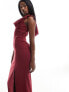 Фото #5 товара Vesper one shoulder bow detail maxi dress in dark red