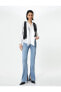Фото #22 товара İspanyol Paça Kot Pantolon Yırtmaç Detaylı Dar Kesim Standart Bel - Victoria Slim Jeans