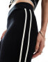 Mango knitted straight leg side stripe co-ord trousers in black