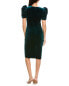 Badgley Mischka Pleated Puff Sleeve Velvet Sheath Dress Women's