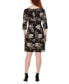 Фото #2 товара Petite Floral-Print Side-Knot 3/4-Sleeve Sheath Dress