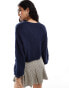 Threadbare crew neck cropped jumper in navy Синий, 42 - фото #4