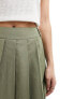 Фото #9 товара Miss Selfridge tailored poplin layer pleated mini skirt in khaki