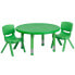 Фото #1 товара 33'' Round Green Plastic Height Adjustable Activity Table Set With 2 Chairs