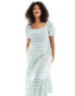 Esmee Curve stripe puff sleeve maxi dress in green