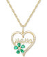 Фото #1 товара Macy's lab-Grown Emerald (5/8 ct. t.w.) & Lab-Grown White Sapphire (1/10 ct. t.w.) Mama 18" Pendant Necklace in 10k Gold
