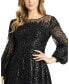 Фото #3 товара Women's Jewel Encrusted Illusion Long Sleeve A Line Gown