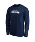 Фото #3 товара Men's College Navy Seattle Seahawks Big and Tall Primary Team Logo Long Sleeve T-shirt