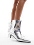 Фото #1 товара NA-KD low ankle boots in metallic silver