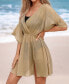 Фото #2 товара Women's Surplice Split Hem Mini Cover-Up Beach Dress