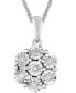 Фото #1 товара Macy's diamond Miracle Plate Floral Cluster 18" Pendant Necklace (1/4 ct. t.w.) in Sterling Silver