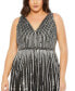 Фото #2 товара Women's Plus Size Sequined Striped Sleeveless V Neck A Line Gown