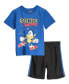 ფოტო #5 პროდუქტის Little Boys Sonic the Hedgehog Athletic Pullover T-Shirt & Shorts Outfit Set