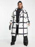Фото #1 товара Simply Be double breasted faux fur coat in mono check