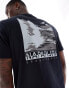 Napapijri Pali landscape backprint t-shirt in light black