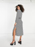 ASOS DESIGN long sleeve shirt midi dress with belt in mono check