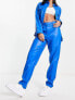 Фото #2 товара Pieces high waist faux leather trousers co-ord in blue