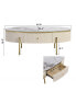 Modern Oval Coffee Table With 2 Large Drawers Storage Accent Table