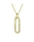 Фото #2 товара 14K Gold Plated Cubic Zirconia hollow Geometrical Pendant Necklace