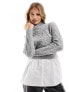 Фото #1 товара New Look 2 in 1 cable knit jumper in light grey