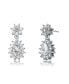 Фото #1 товара White Gold Plated with Cubic Zirconia Double Flower Cluster Dangle Earrings