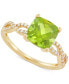 ფოტო #1 პროდუქტის Peridot (2-1/5 ct. t.w.) & Diamond (1/6 ct. t.w.) Cushion Braid Shank Ring in 14k Gold