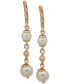 ფოტო #1 პროდუქტის Gold-Tone & Imitation Pearl Beaded Linear Drop Earrings