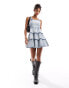 Фото #1 товара Miss Selfridge chambray tiered mini dress in blue acid wash